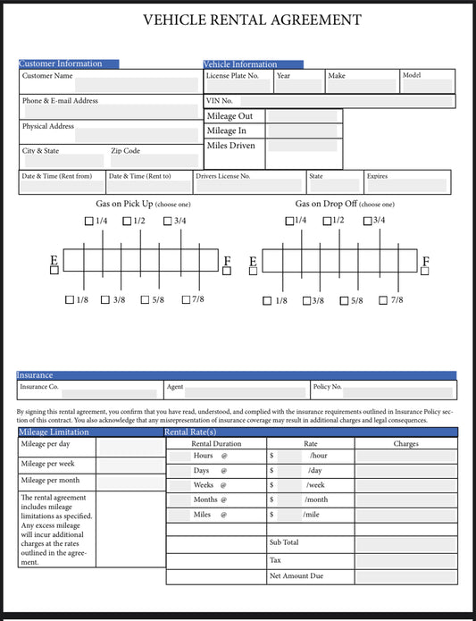 Vehicle Private Rental Agreement Template (Lite Version)